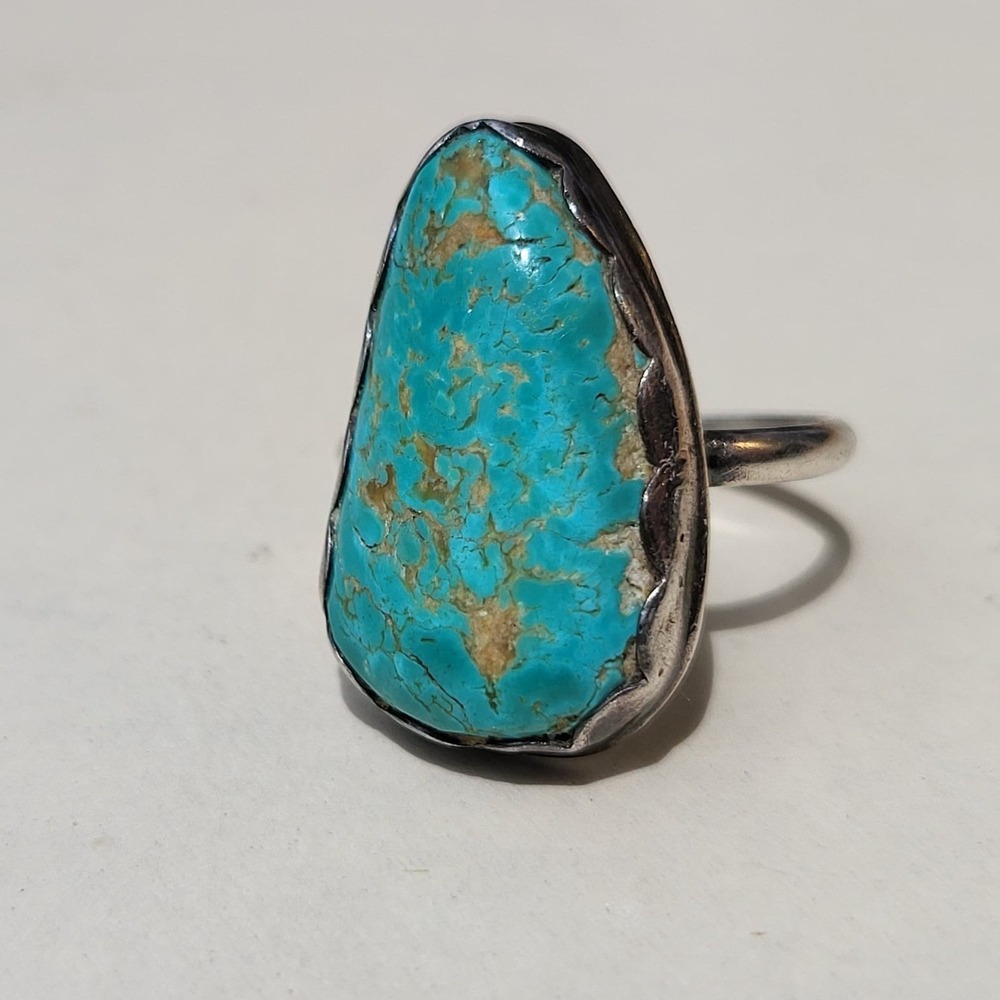 Natural Turquoise Statement Ring in Bright Blue